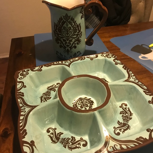 Brown & Blue tray pitcher set - Picture 6 of 8